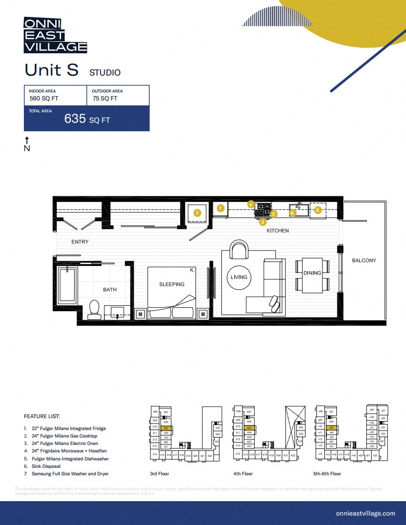 Floor plan for studio, 1 bath, 560 sqft